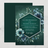 Viridian neblige Anemonen-Hochzeit Einladung (Vorne/Hinten)