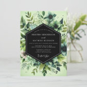 Viridian Painted Flora Wedding Einladung (Stehend Vorderseite)