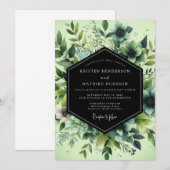 Viridian Painted Flora Wedding Einladung (Vorne/Hinten)