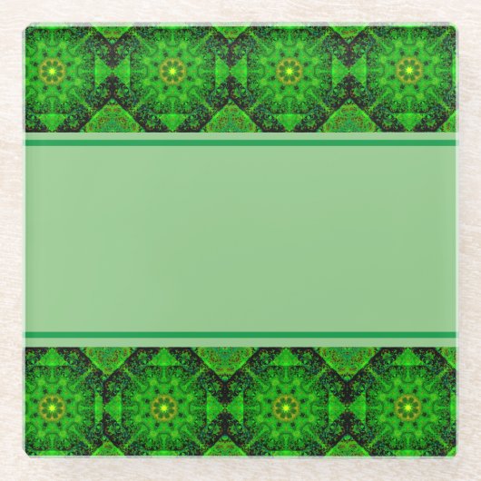Virisierendes grünes Kaleidoskop, Glasuntersetzer (Vorderseite)