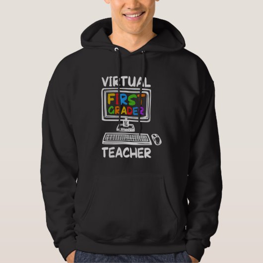 Virtual 1st Grade Teacher Distance Learning Back t Hoodie (Vorderseite)
