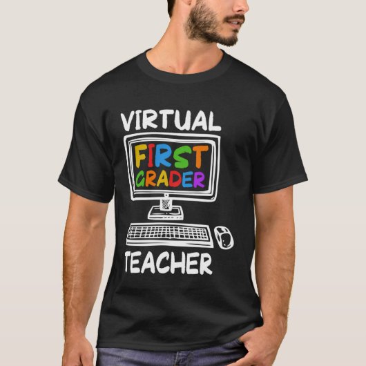 Virtual 1st Grade Teacher Distance Learning Back t T-Shirt (Vorderseite)