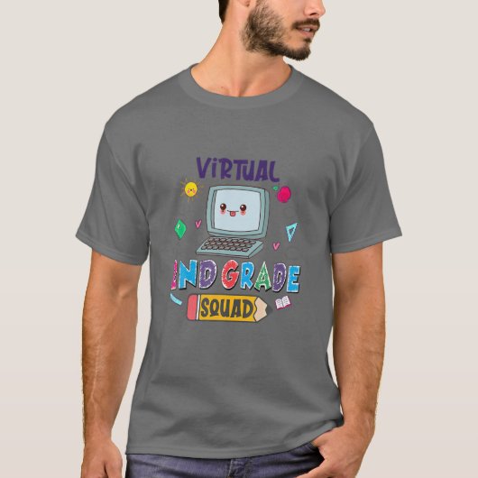 Virtual 2nd Grade Squad Funny School T-Shirt (Vorderseite)