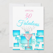 Virtual 50 und fabelhaftes, modernes Cocktail-Part Einladung (Vorderseite)