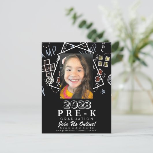 Virtual Abschluss Chalk Board vor dem K Kindergart Postkarte (Stehend Vorderseite)