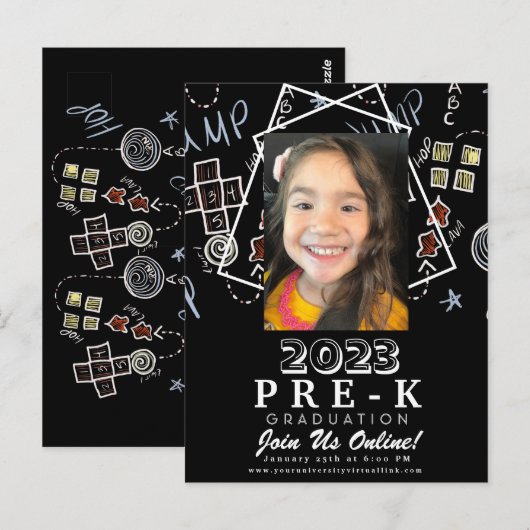 Virtual Abschluss Chalk Board vor dem K Kindergart Postkarte (Vorne/Hinten)