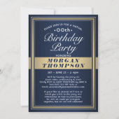 Virtual Any Birthday Navy Blue Gold & White Party Einladung (Vorderseite)