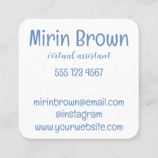 Virtual Assistant Blau und weiß Telefonnummerkarte (Rückseite)