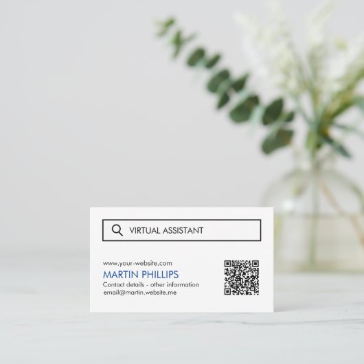 Virtual Assistant Business Cards mit QR-Code Visitenkarte (Stehend Vorderseite)