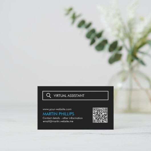 Virtual Assistant Business Cards mit QR-Code Visitenkarte (Stehend Vorderseite)