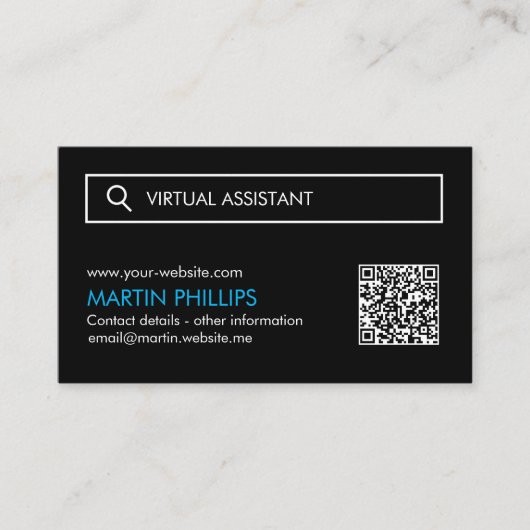 Virtual Assistant Business Cards mit QR-Code Visitenkarte (Vorderseite)
