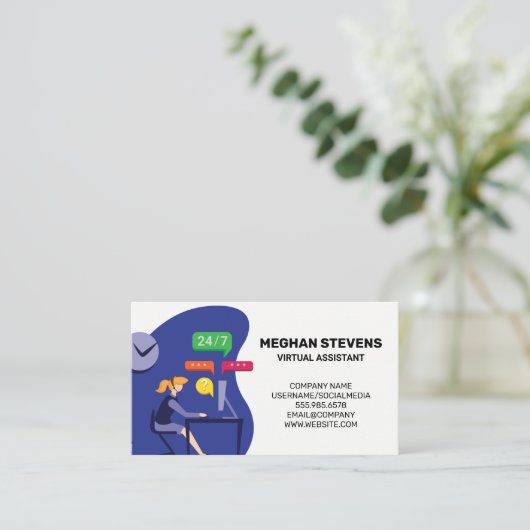 Virtual Assistant des Kundendienstes | Call Center Terminkarte (Stehend Vorderseite)