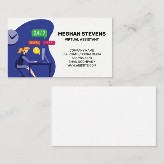 Virtual Assistant des Kundendienstes | Call Center Terminkarte (Vorne/Hinten)