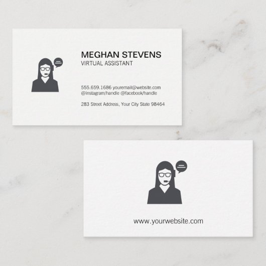 Virtual Assistant des Kundendienstes Terminkarte (Vorne/Hinten)