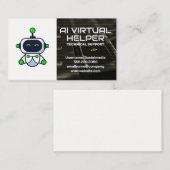 Virtual Assistant | Niedliches Robot-Logo Visitenkarte (Vorne/Hinten)