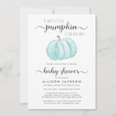 Virtual Baby Boy Dusche Blue Pumpkin Wasserfarbe Einladung (Vorderseite)