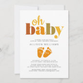 Virtual Baby Boy Dusche Orange Green Typografie Einladung (Vorderseite)
