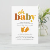 Virtual Baby Boy Dusche Orange Green Typografie Einladung (Stehend Vorderseite)