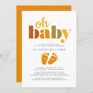 Virtual Baby Boy Dusche Orange Green Typografie Einladung