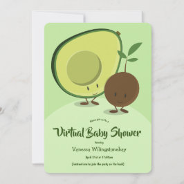 Virtual Baby Dusche Avocado und Pit Cartoon Einladung