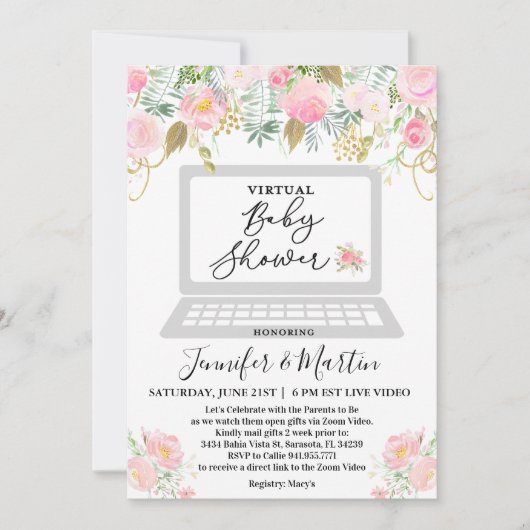 Virtual Baby Dusche Blumenladen Einladung (Vorderseite)