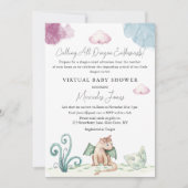 Virtual Baby-Dusche, die Dragon Pastel-Farben hack Einladung (Vorderseite)