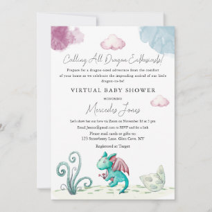Virtual Baby-Dusche, die Dragon Pastel-Farben hack Einladung