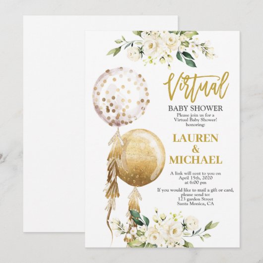 Virtual Baby Dusche Einladung (Vorne/Hinten)