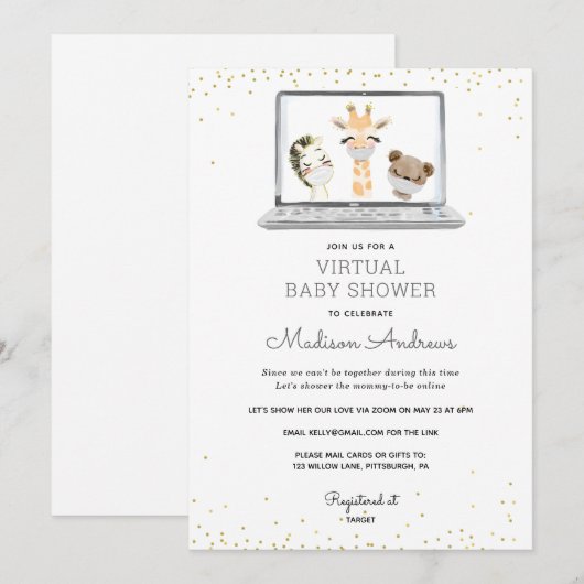 Virtual Baby Dusche Einladung (Vorne/Hinten)