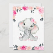 Virtual Baby Dusche Elephant Pink Roses Girl Card Einladung (Rückseite)
