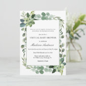 Virtual Baby Dusche Eucalyptus Einladung (Stehend Vorderseite)