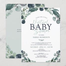 Virtual Baby Dusche Eucalyptus Sage Blue Einladung