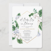 Virtual Baby Dusche Frühling blühender Goldjunge Einladung (Vorderseite)