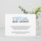 Virtual Baby Dusche für Boy Blue White Einladung (Stehend Vorderseite)