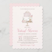 Virtual Baby Dusche in großer Entfernung Tiara Cak Einladung (Vorne/Hinten)