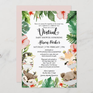 Virtual Baby Dusche Masked Jungle Safari Friends Einladung