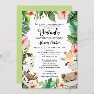 Virtual Baby Dusche Masked Jungle Safari Friends Einladung