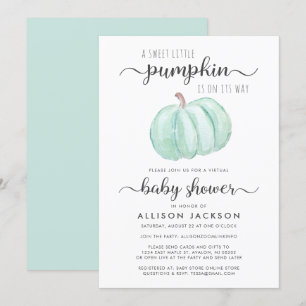 Virtual Baby Dusche Mint Pumpkin Wasserfarbe Einladung