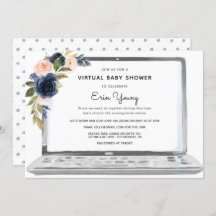 Virtual Baby Dusche Notebook Navy & Blush Blume