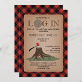 Virtual Baby-Dusche per Mail Anmeldung in Lumberja Einladung (Vorne/Hinten)