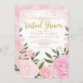 Virtual Baby Dusche per Mail Rosa rote Rose Einladung (Vorne/Hinten)