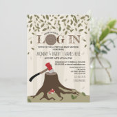 Virtual Baby-Dusche per Post Login in Woodland Einladung (Stehend Vorderseite)