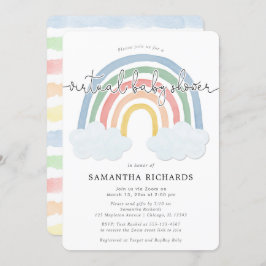 Virtual Baby Dusche Regenbogen Aquarellpasten Einladung