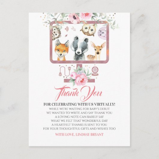 Virtual Baby Dusche Vielen Dank Postkarte (Vorderseite)