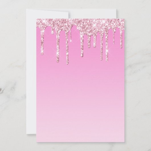 Virtual Baby Girl Dusche Glitzer Tropfen Pink Einladung (Rückseite)