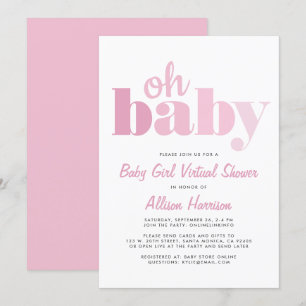 Virtual Baby Girl Dusche Oh Baby Pink Einladung