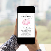 Virtual Baby Girl Dusche Pink Pumpkin Wasserfarbe Einladung