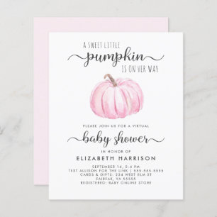 Virtual Baby Girl Duwer Pink Pumpkin Einladung