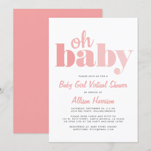 Virtual Baby Girl Shower Oh Baby Coral Einladung
