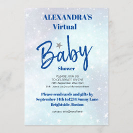 Virtual Baby Shower Boy Blue Modern Star ist Gebor Einladung